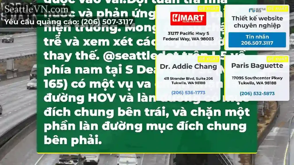 CẬP NHẬT: Một vụ va chạm trên SB I-5 tại Dearborn