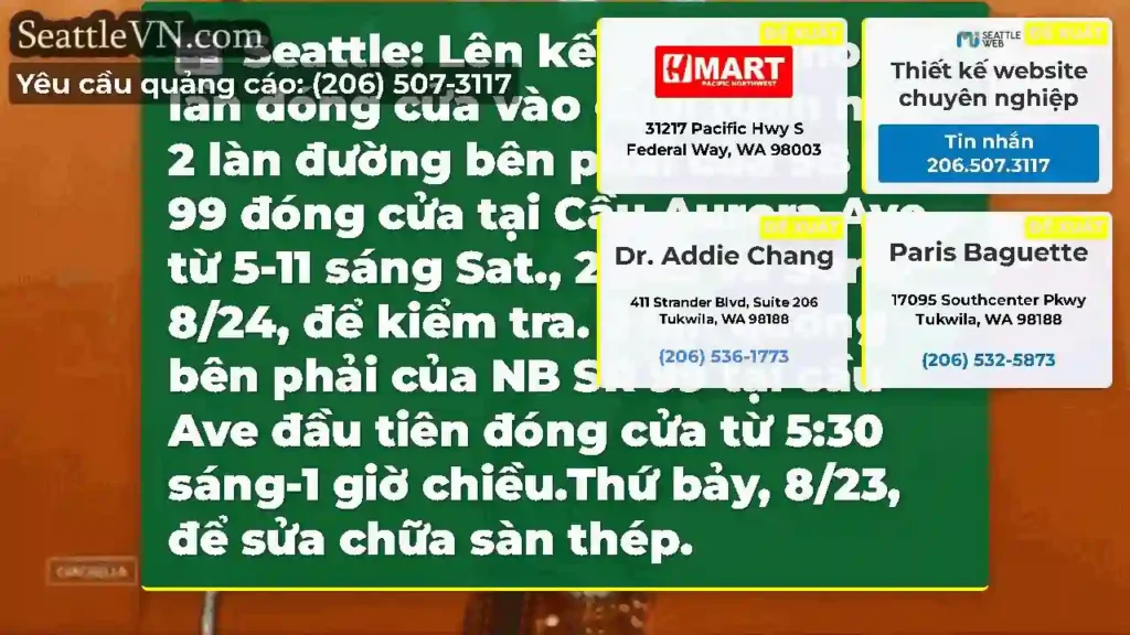 Seattle: Lên kế hoạch cho 2 lần đóng cửa vào cuối