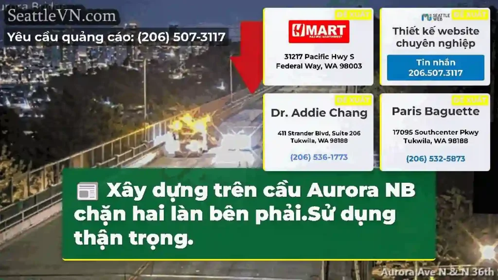 Xây dựng trên cầu Aurora NB chặn hai làn bên