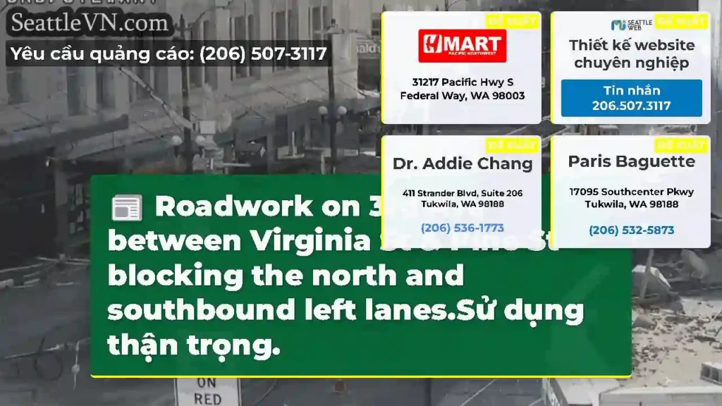 Roadwork on 3rd Ave between Virginia St & Pine St