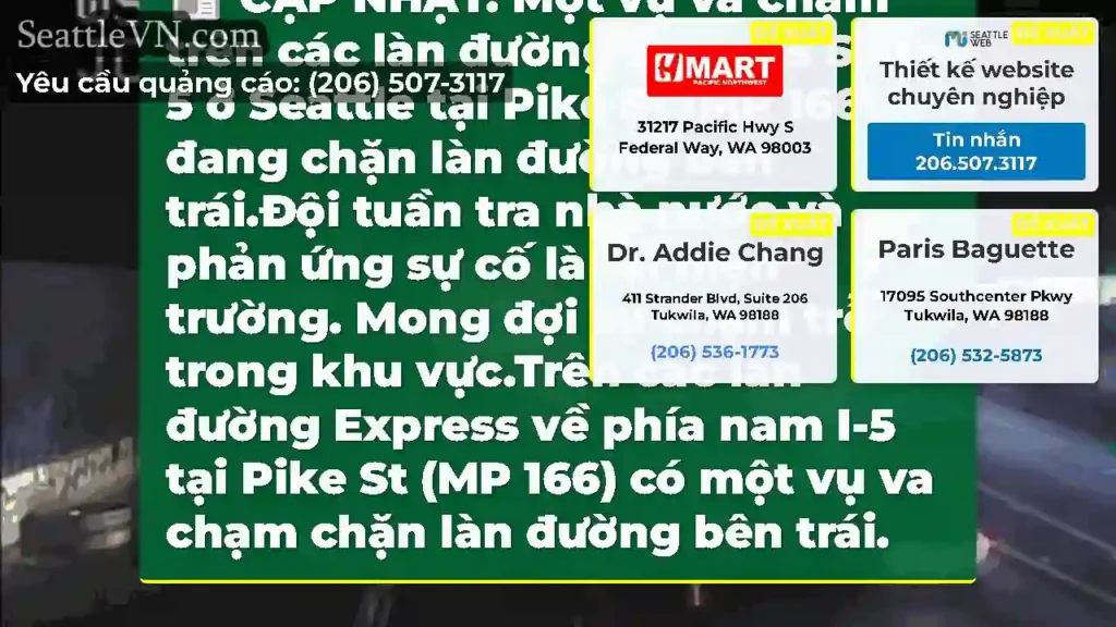 CẬP NHẬT: Một vụ va chạm trên các làn đường
