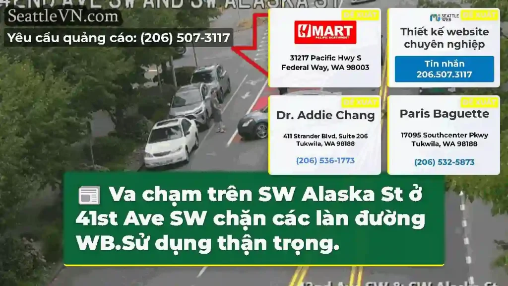 Va chạm trên SW Alaska St ở 41st Ave SW chặn các