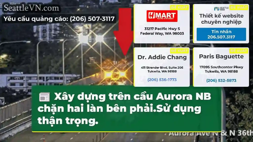 Xây dựng trên cầu Aurora NB chặn hai làn bên