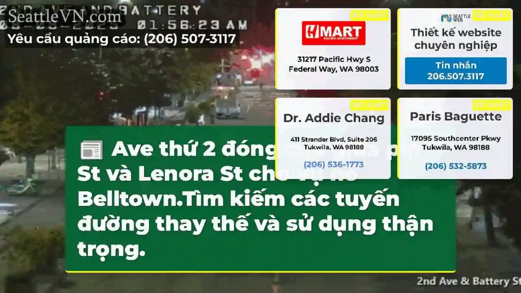 Ave thứ 2 đóng cửa giữa pin St và Lenora St cho