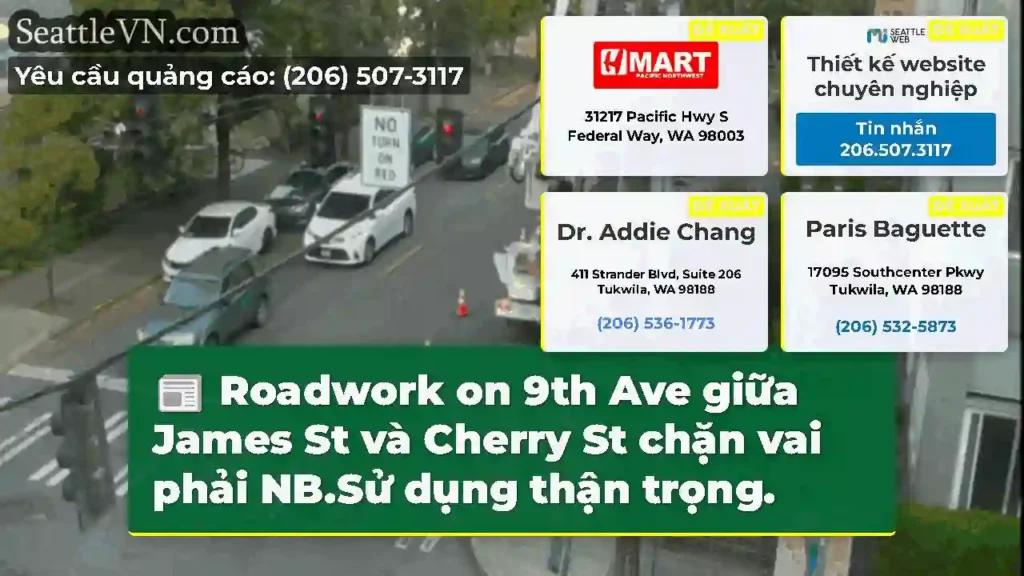 Roadwork on 9th Ave giữa James St và Cherry St