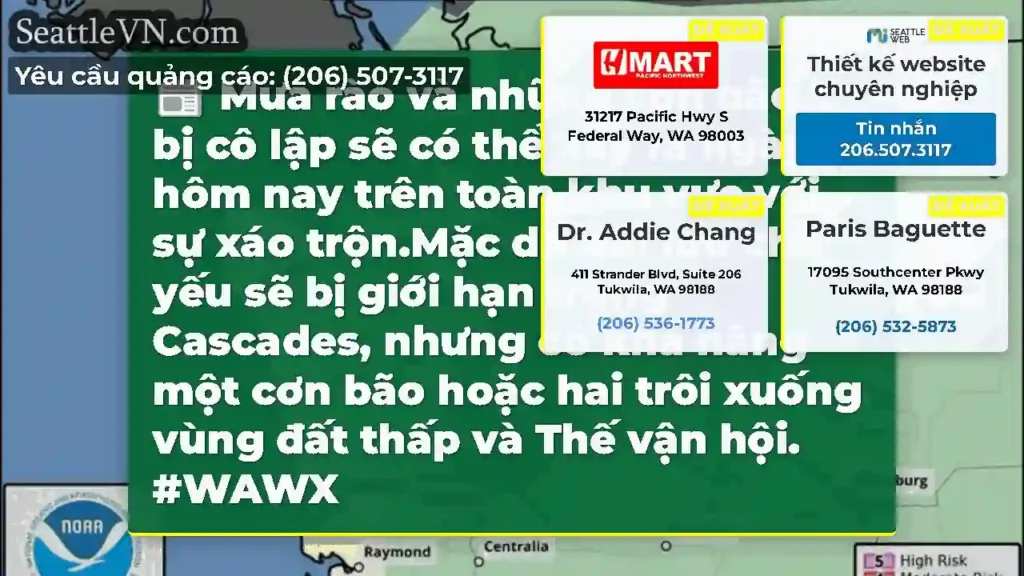 Mưa rào và những cơn bão T bị cô lập sẽ có thể