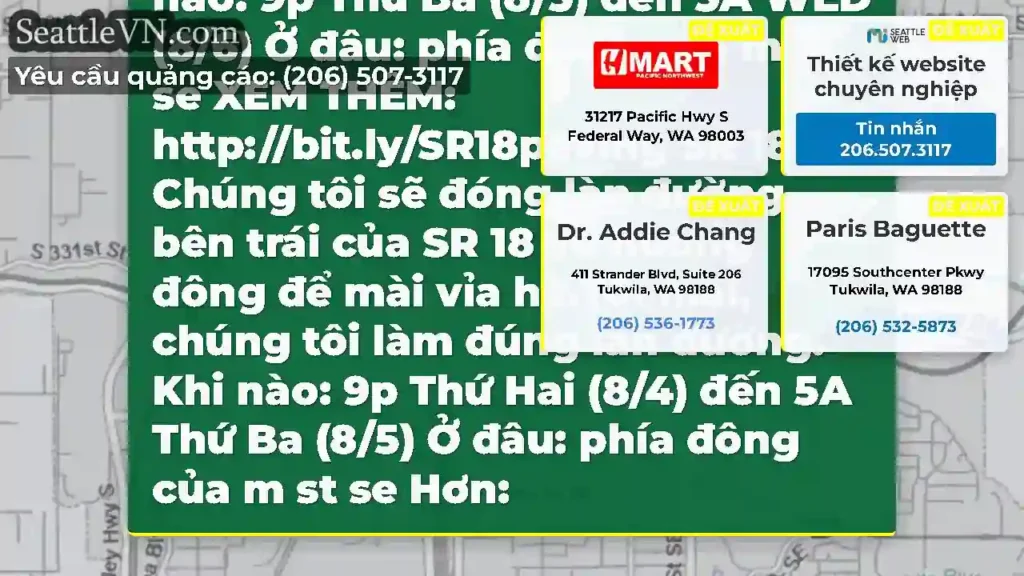 SR 18 Lane đóng cửa tối nay