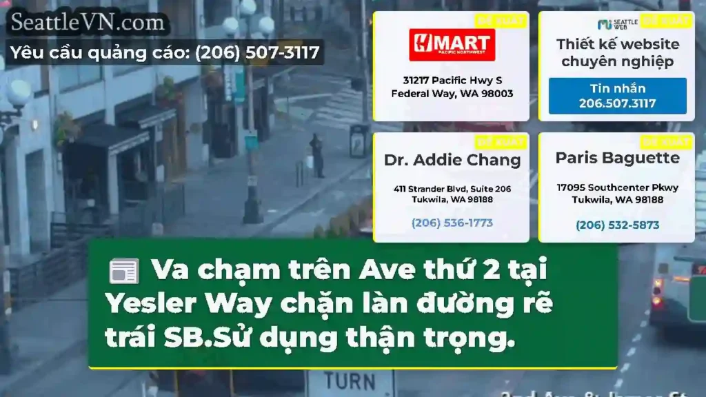 Va chạm trên Ave thứ 2 tại Yesler Way chặn làn