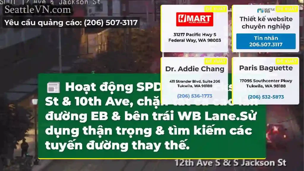 Hoạt động SPD tại S Jackson St & 10th Ave, chặn