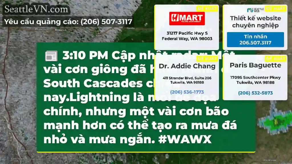 3:10 PM Cập nhật radar: Một vài cơn giông đã hình