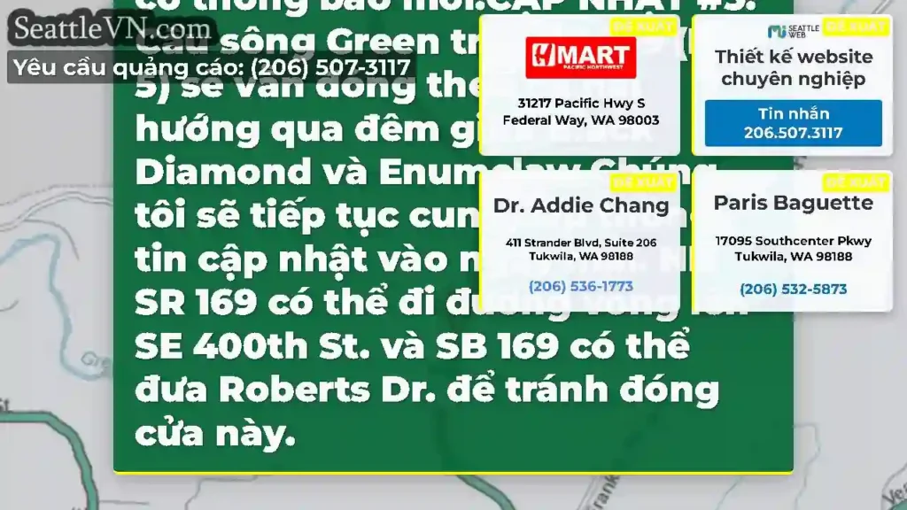 CẬP NHẬT #6: Cầu Green River trên SR 169 vẫn đóng