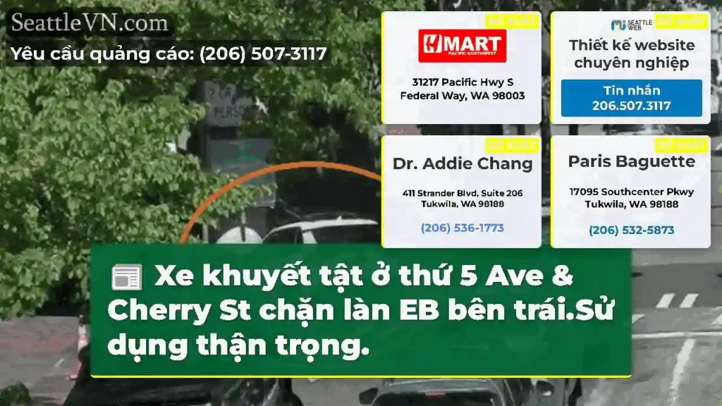 Xe khuyết tật ở thứ 5 Ave & Cherry St chặn làn EB