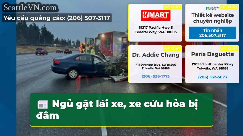 Ngủ gật lái xe, xe cứu hỏa bị đâm