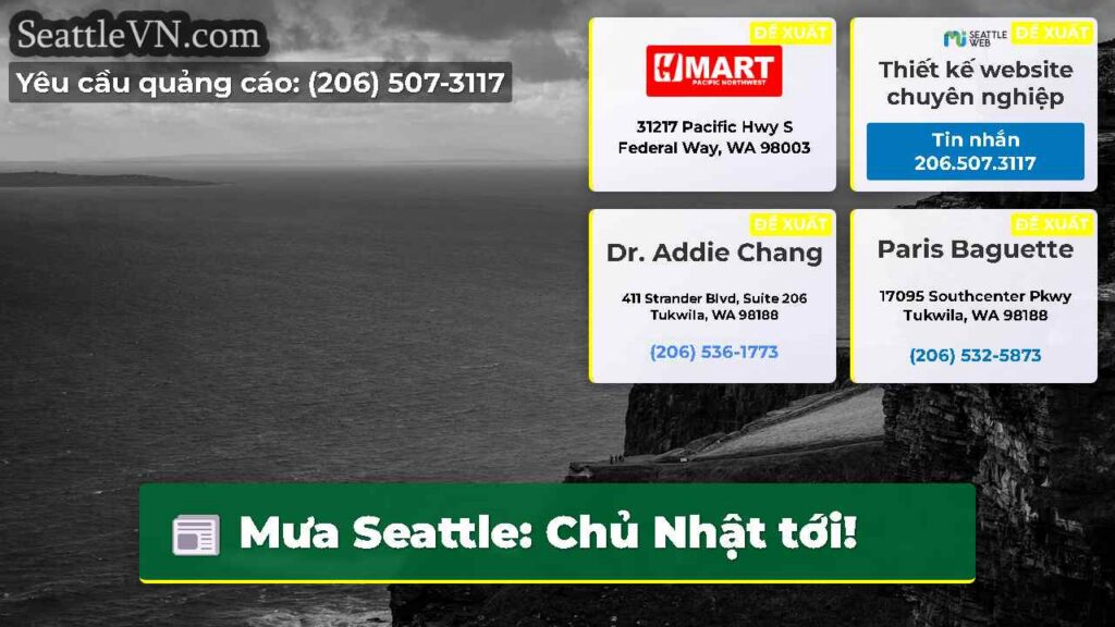 Mưa Seattle: Chủ Nhật tới!