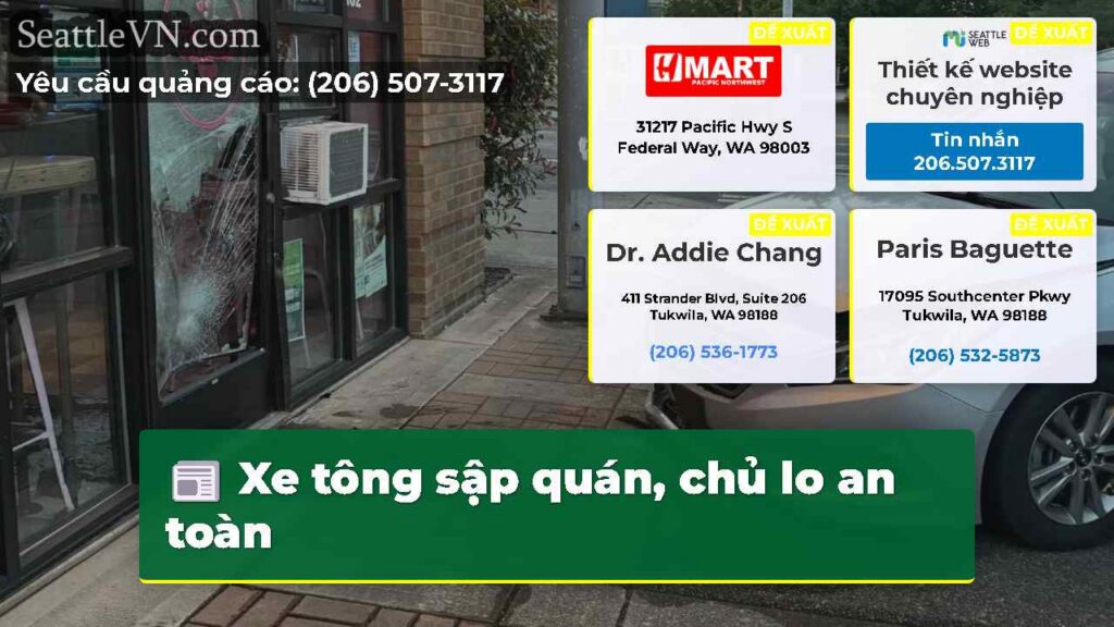 Xe tông sập quán, chủ lo an toàn