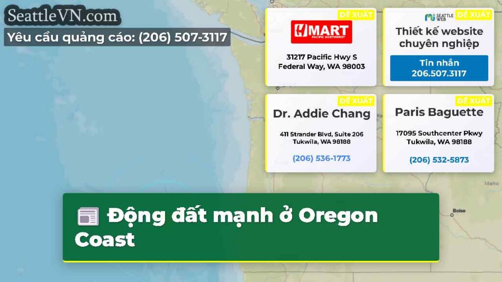 Động đất mạnh ở Oregon Coast