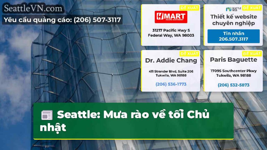 Seattle: Mưa rào về tối Chủ nhật