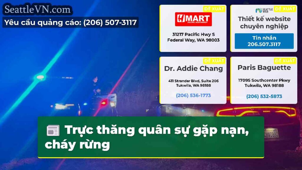 Trực thăng quân sự gặp nạn, cháy rừng