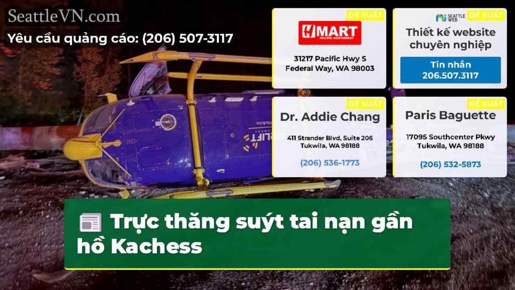 Trực thăng suýt tai nạn gần hồ Kachess