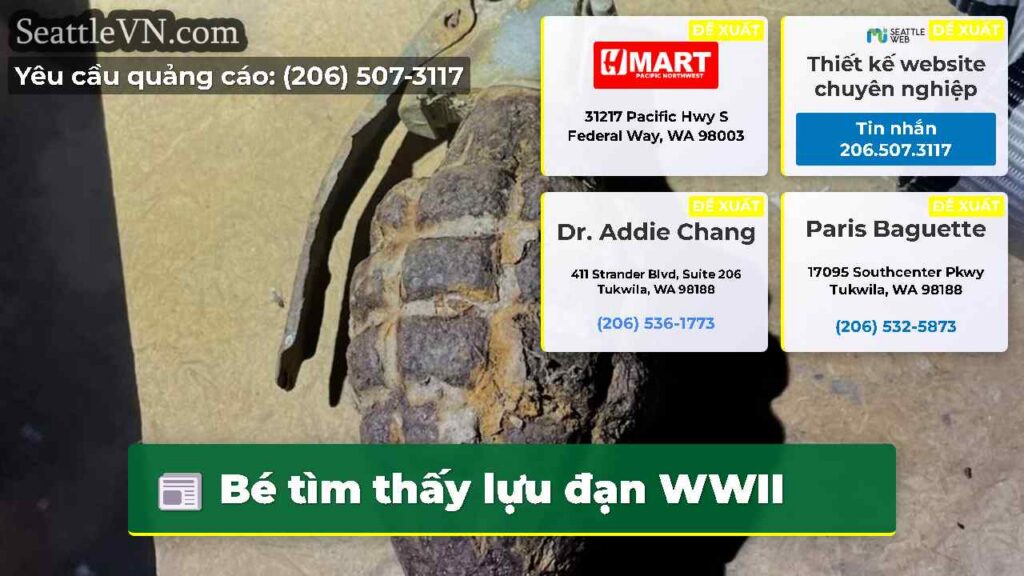 Bé tìm thấy lựu đạn WWII