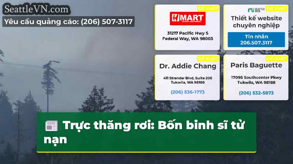 Trực thăng rơi: Bốn binh sĩ tử nạn