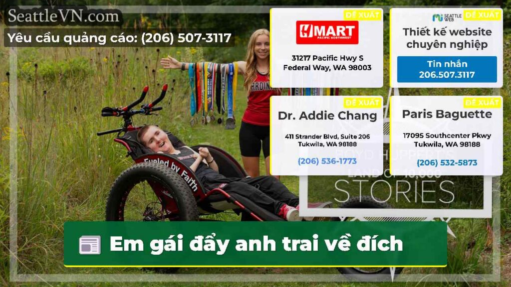 Em gái đẩy anh trai về đích
