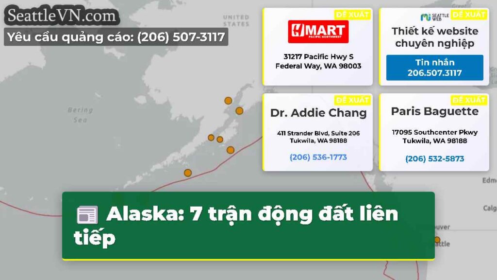 Alaska: 7 trận động đất liên tiếp
