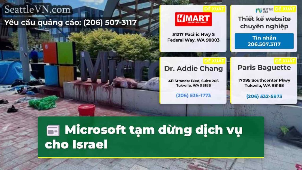 Microsoft tạm dừng dịch vụ cho Israel