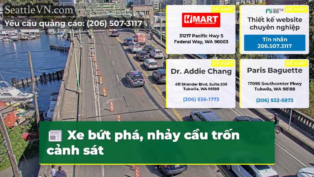 Xe bứt phá, nhảy cầu trốn cảnh sát