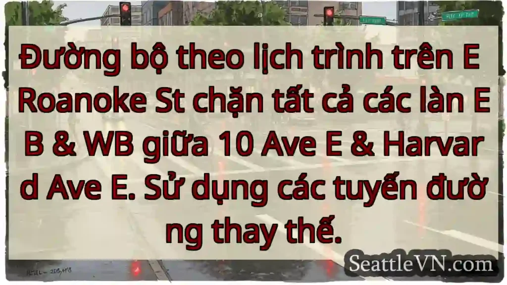 Đường bộ theo lịch trình trên E Roanoke St chặn