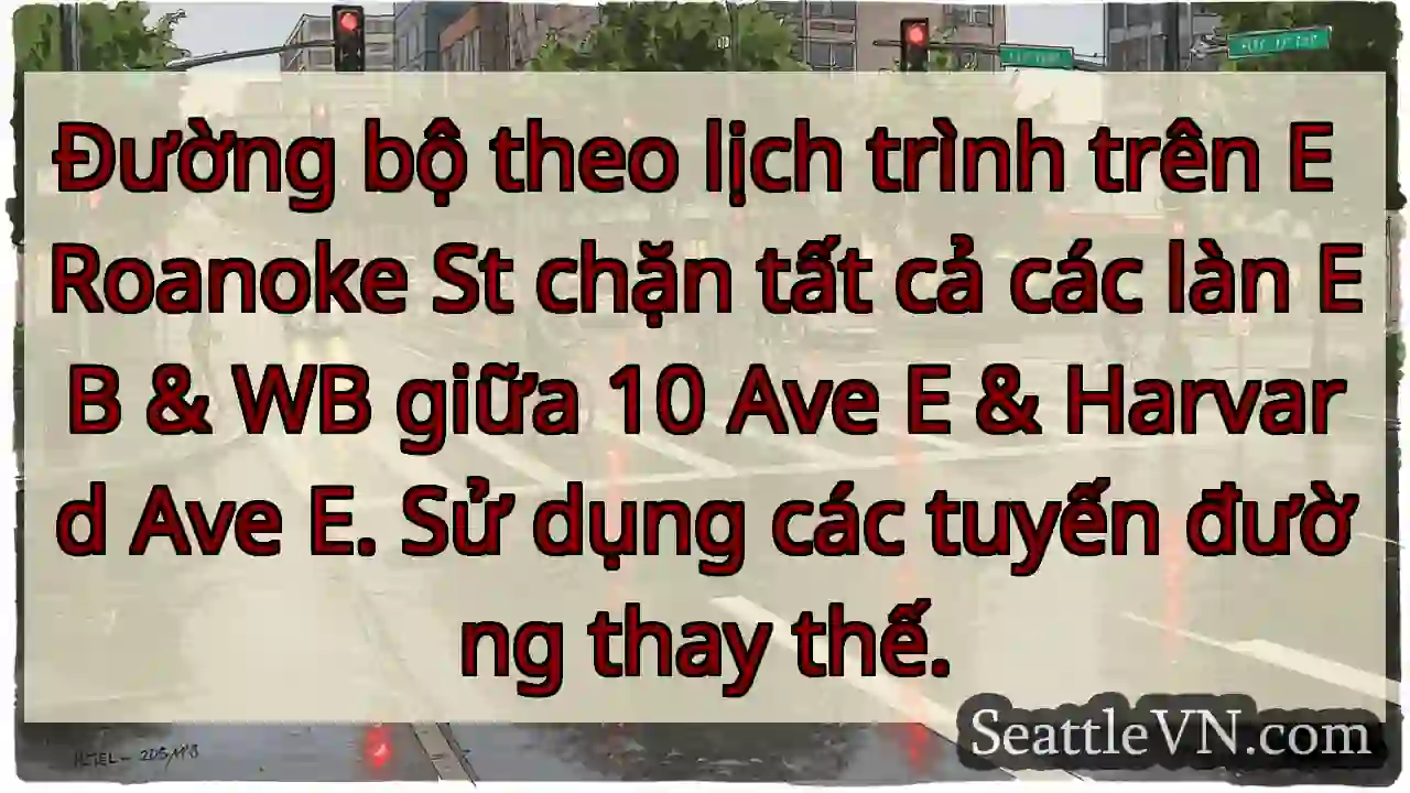 Đường bộ theo lịch trình trên E Roanoke St chặn
