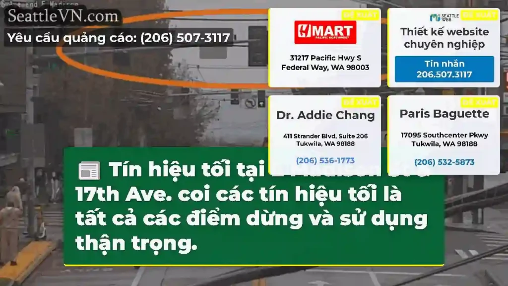 Tín hiệu tối tại E Madison St & 17th Ave. coi các