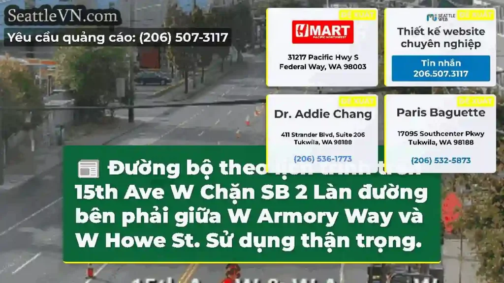 Đường bộ theo lịch trình trên 15th Ave W Chặn SB