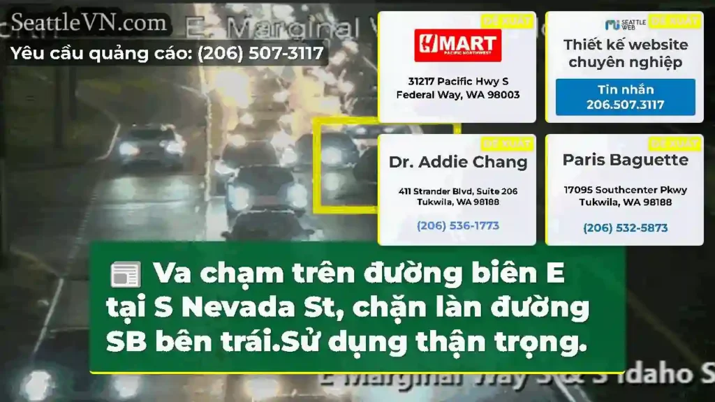 Va chạm trên đường biên E tại S Nevada St, chặn