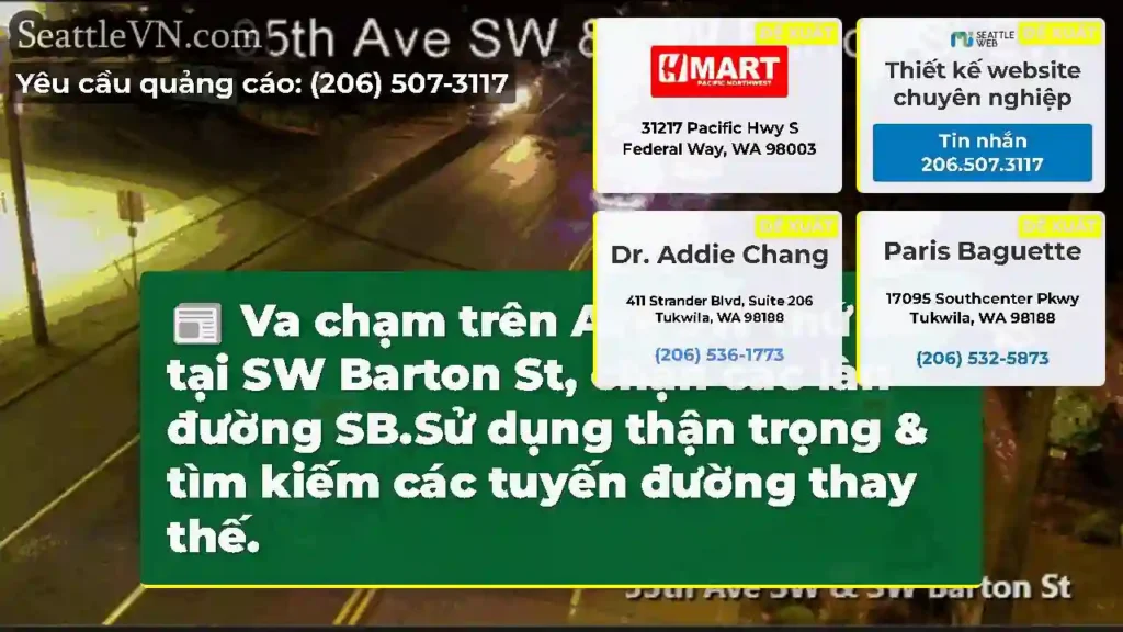 Va chạm trên Ave SW thứ 35 tại SW Barton St, chặn