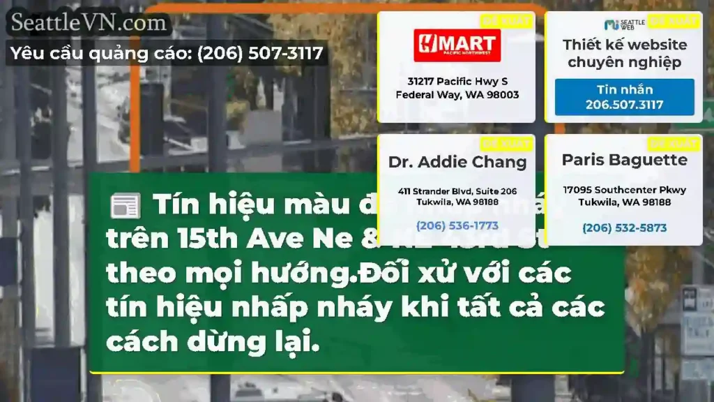Tín hiệu màu đỏ nhấp nháy trên 15th Ave Ne & NE