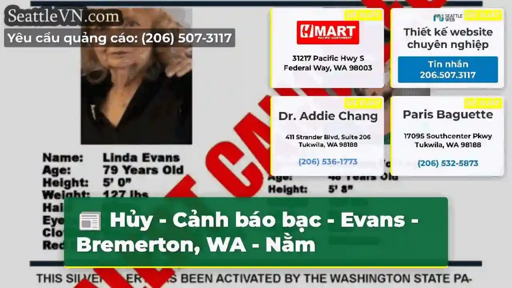 Hủy - Cảnh báo bạc - Evans - Bremerton, WA - Nằm