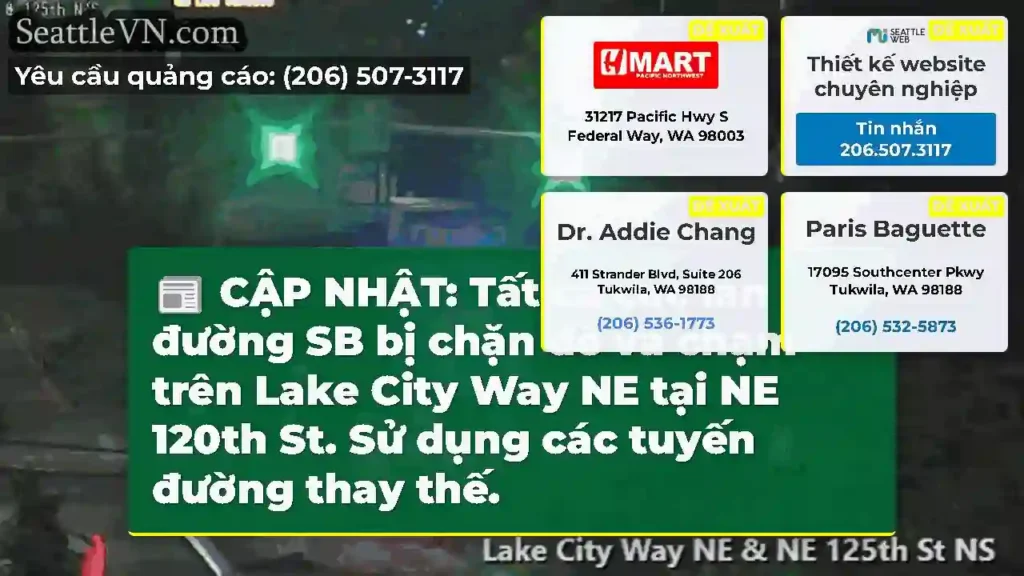 CẬP NHẬT: Tất cả các làn đường SB bị chặn để va