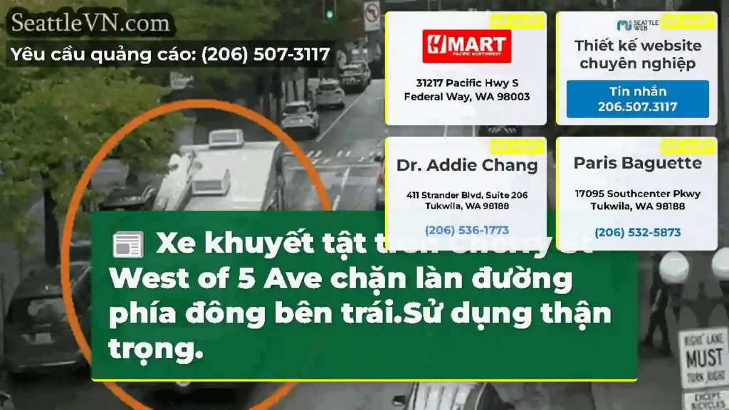 Xe khuyết tật trên Cherry St West of 5 Ave chặn