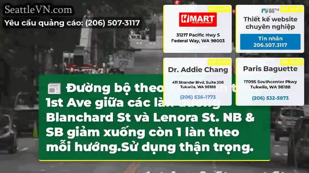 Đường bộ theo lịch trình trên 1st Ave giữa các