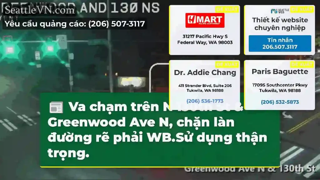 Va chạm trên N 130th St & Greenwood Ave N, chặn