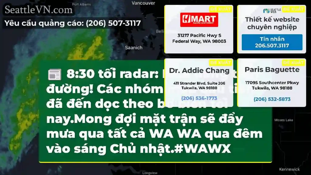 8:30 tối radar: Mưa đang trên đường!
