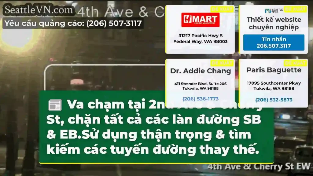 Va chạm tại 2nd Ave & Cherry St, chặn tất cả các