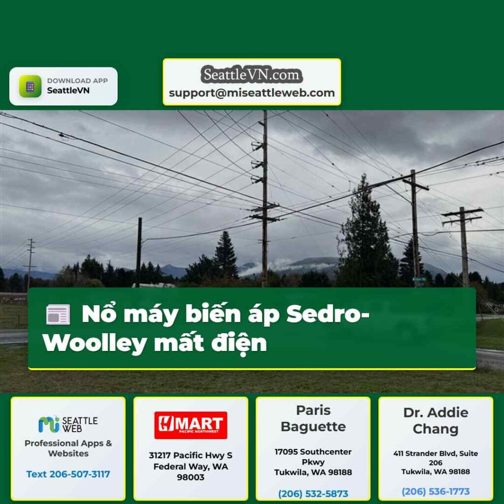 Nổ máy biến áp Sedro-Woolley mất điện