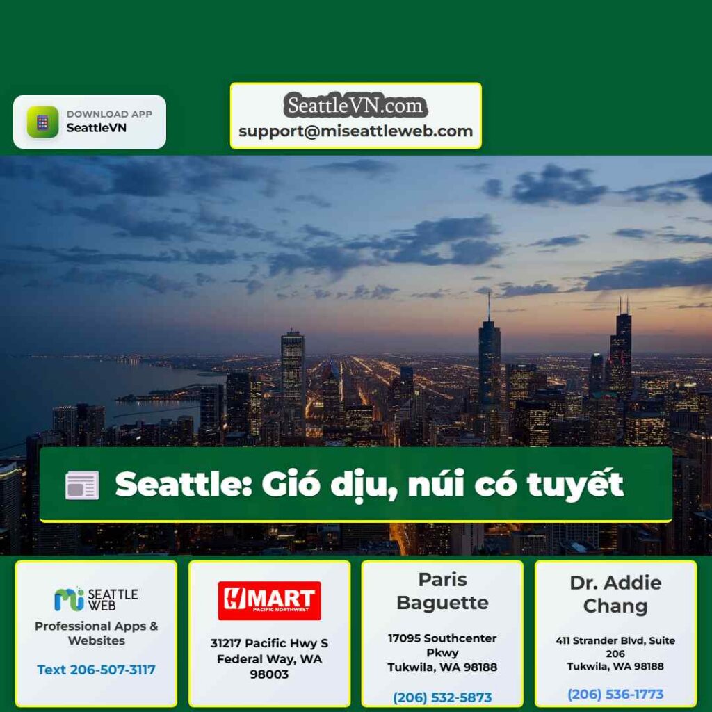Seattle: Gió dịu, núi có tuyết