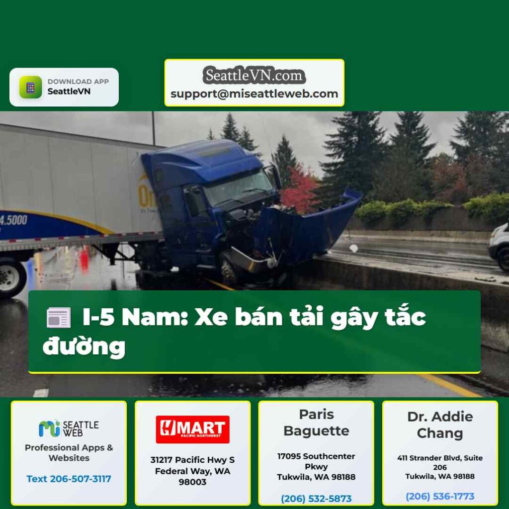 I-5 Nam: Xe bán tải gây tắc đường