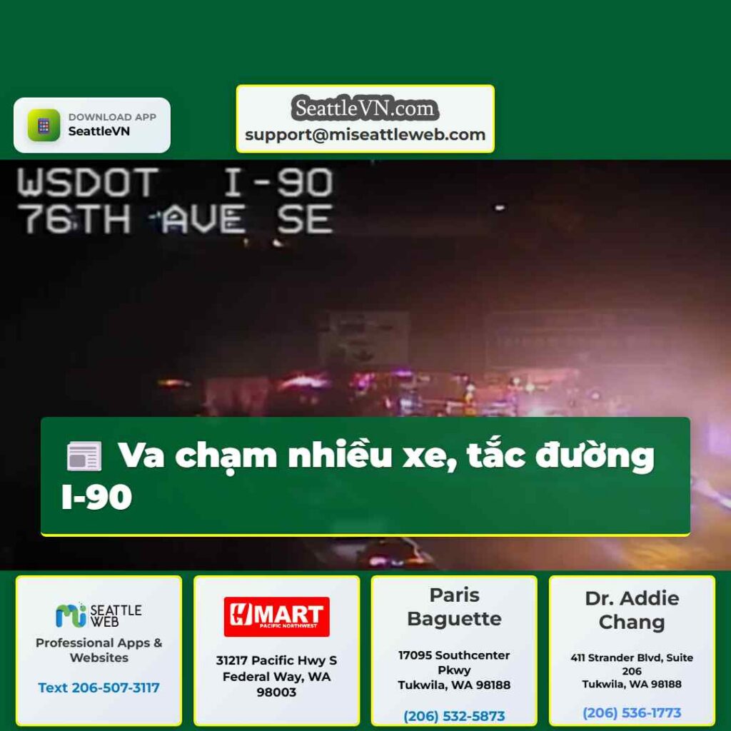 Va chạm nhiều xe, tắc đường I-90