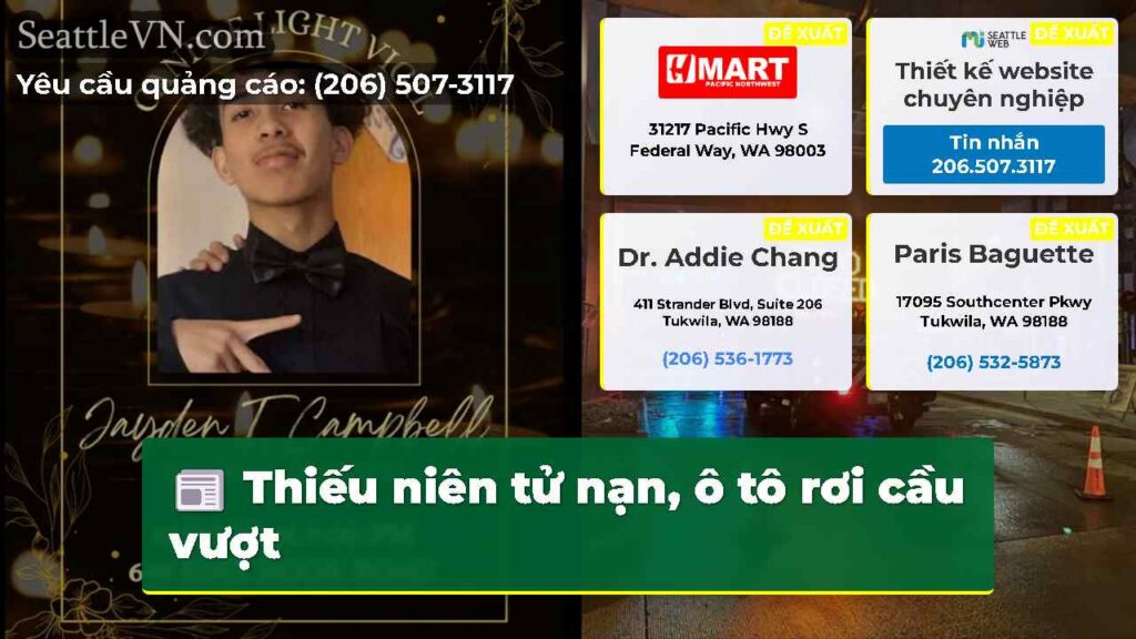 Thiếu niên tử nạn, ô tô rơi cầu vượt