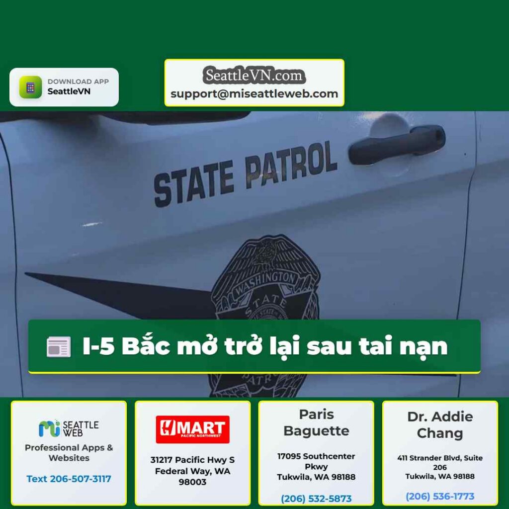 I-5 Bắc mở trở lại sau tai nạn