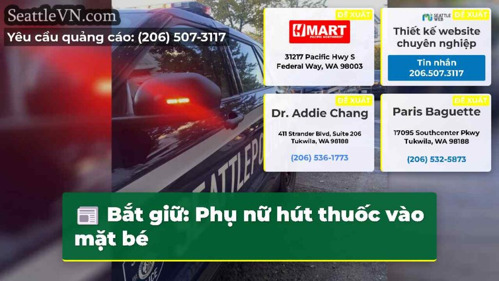 Bắt giữ: Phụ nữ hút thuốc vào mặt bé